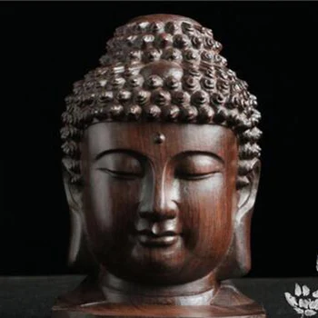 Модная статуя Будды Дерево Деревянная статуэтка Индия Статуя головы Будды Ремесла Декоративный орнамент 5