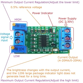 Модуль линейного преобразователя напряжения в ток от 0-24 В до 4-20 мА для датчика PLC RS485 8