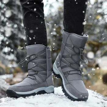 Мужские зимние ботинки, утепленная теплая нескользящая уличная обувь с подкладкой