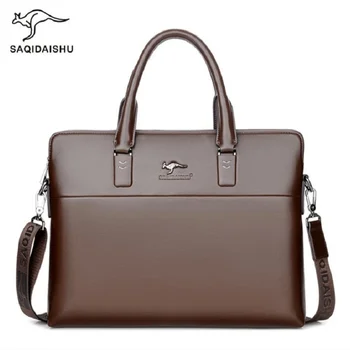 Мужские портфели, большая деловая сумка, ноутбук формата а4, официальные рабочие сумки из спилка, мужские сумки-мессенджеры через плечо 14