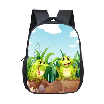 Мультяшный рюкзак с зелеными лягушками для подростков Мальчиков и девочек Kawaii Школьная сумка с древесной лягушкой, школьная сумка для животных, школьная сумка для растений, 16 дюймов, студенческая сумка для книг 15