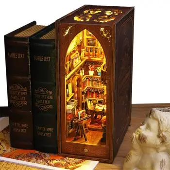 Набор для книги в миниатюре, декор для вставки на 3D книжную полку, Миниатюрные подставки для книг своими руками со светодиодной подсветкой, рождественские украшения/ Поделки, хобби / Подарки 5