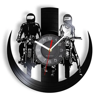 Настенные Часы Motorcycle Rider Racing Виниловая Пластинка Для Экстремального Мотокросса Художественное Произведение Dirt Bike Professional MX Riders Настенные Часы 11