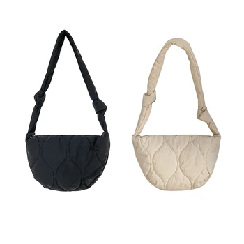 Нейлоновая сумка-ранец, женская сумка подмышками, однотонная женская сумка через плечо 14
