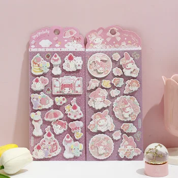 Новая милая трехмерная наклейка Sanrio My Melody Kuromi, Мультяшное ручное украшение, Подарочная открытка, подарок для девочки 7