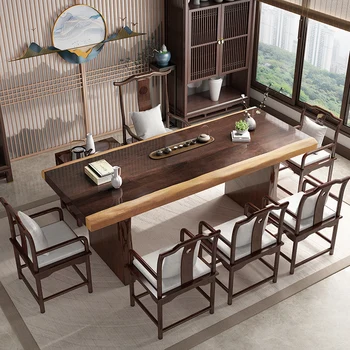 Новое поступление, чайный столик из массива дерева, 1,8 м, Натуральная комбинация табуретов для бизнеса, стул для домашнего использования, стол для доски. 3
