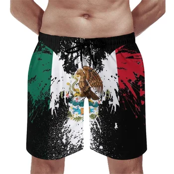 Новые модные пляжные мужские шорты с 3D принтом флага Мексики 5