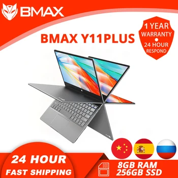 Ноутбук BMAX Y11 Plus 11,6 дюйма, 8 ГБ оперативной памяти, DDR4, 256 ГБ SSD, Цельнометаллический корпус, ноутбук с сенсорным экраном Windows 11 360 градусов, Intel N5100 2