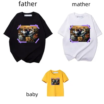 Одинаковые комплекты для семьи в европейском и американском стиле, роскошные хлопчатобумажные футболки для мальчиков и девочек, детская одежда, футболки, бренд от 2 лет 3