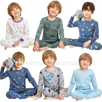 Осенняя детская одежда для сна, комплекты одежды для девочек, детские пижамы, хлопковые пижамные костюмы с героями мультфильмов, детская зимняя одежда для сна, нижнее белье для мальчиков 4