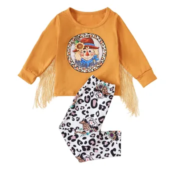 Осенняя одежда для маленьких девочек, топы и брюки с длинными рукавами и мультяшным принтом, комплект детской одежды roupa infantil 12