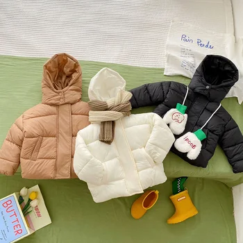 Осень-зима, утепленные теплые детские парки с хлопчатобумажной подкладкой, теплое пальто с капюшоном для девочек 9