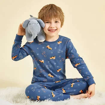Пижамы для маленьких мальчиков и девочек, Новая зимняя детская одежда с длинными рукавами, хлопковые пижамные комплекты для детей 4, 6, 8, 10, 12 лет 6