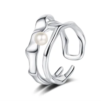 Прямая поставка Персонализированного жемчужного кольца в винтажном стиле с нерегулярными вставками кольцо для пальца 4