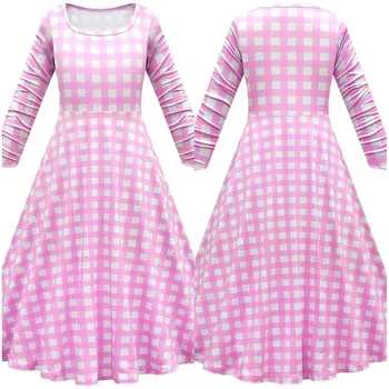 Розовое платье для косплея для маленьких девочек, розовые клетчатые костюмы для вечеринки в честь дня рождения, платье для маленьких девочек, платье для девочек с коротким рукавом 13