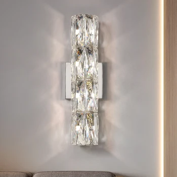 Роскошный Высококачественный Хрустальный Настенный Светильник Гостиная Спальня Кровать Длинный Фон Вилла Внутреннее Освещение Для Дома 10
