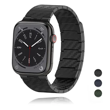 Роскошный Ремешок для Apple Watch Band Ultra 49 мм 42 44 45 мм 38 40 41 мм Магнитный Браслет из Углеродного Волокна для iWatch Серии 8 7 6 5 se 4 14