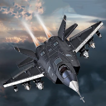 Сделай сам 3D Металлический пазл Военное оружие FC-31 Стелс-истребитель Конструкторы Сборка самолета Пазлы для взрослых Подарки 6