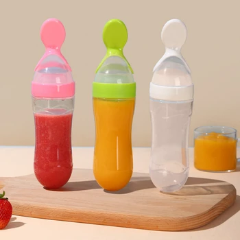 Силиконовая бутылочка для кормления новорожденных, Рисовая Ложка для тренировки новорожденных, Кормушка для каш, Пищевая добавка для младенцев, Безопасная Посуда и Инструменты 1