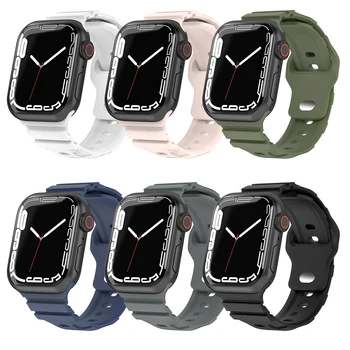 Силиконовый Ремешок для Apple Watch Band 49 мм 45 мм 41 мм Резиновый браслет 40 мм 44 мм 38 мм 42 мм для iWatch серии 8 7 5 6 3 se Ultra band 15
