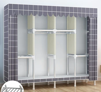Скандинавская мебель для дома 2,1 м Простой гардероб Тканевый шкаф Шкаф для сборки спальни Усиленный стальной трубой стеллаж для хранения Гардероб 2