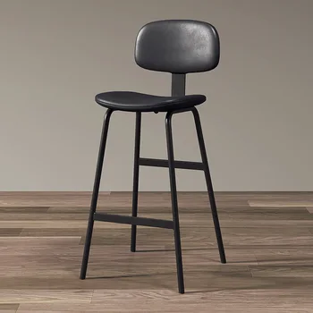 Скандинавские современные роскошные барные стулья, стулья для домашнего отдыха со спинкой, барные стулья, кофейни, железные художественные стулья на высоких ножках 14