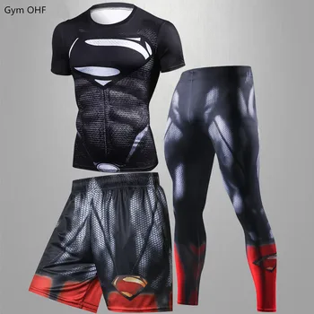 Спортивные костюмы супергероев, мужские компрессионные рубашки, Комплекты брюк, шорты для ММА, Рашгард, Бокс, Муай Тай, Кикбоксинг, Спортивная одежда для фитнеса 11