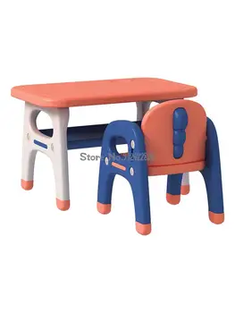 Стол и стул для детского сада, обучающий письменный стол, детский игрушечный столик, пластиковый маленький письменный стол, обеденный стол для дома 1