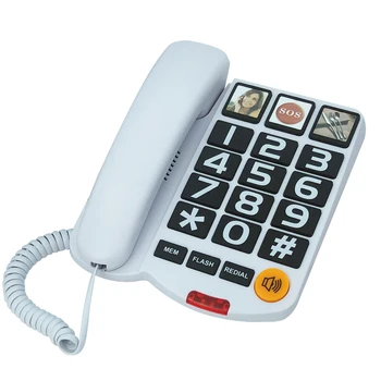 Телефон с большой кнопкой для пожилых людей, Проводной телефон, Стационарный телефон, Проводной телефон с громкой связью, Телефон экстренной связи SOS 11