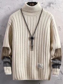 Тонкие трикотажные топы, мужские Осенне-зимние Водолазки, Вязаный пуловер с длинным рукавом, свитер Хорошего качества, Весенне-осенний пуловер A245 14