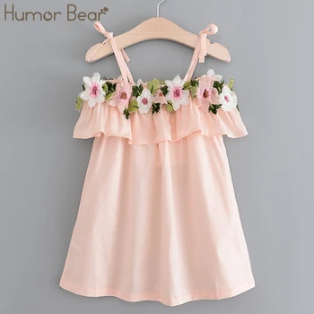Топы с цветами для девочек Humor Bear, летняя детская одежда с милым рисунком, модная одежда, повседневная одежда 6