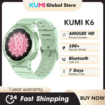 Умные Часы KUMI K6 1,3-дюймовый Amoled-экран NFC Bluetooth 100 + Спортивные Пульсометр Кровяное Давление Кислородный Монитор Водонепроницаемыйip68women 7