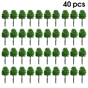 Упаковка из 40 миниатюрных моделей деревьев Пластиковые поддельные железнодорожные архитектурные пейзажи Украшения дома Аксессуары для ландшафта 12