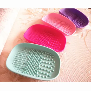 Форма мыльницы Силиконовая Кисточка для макияжа Очиститель Перчатки для мытья Удобные модели Коврик для мытья Скруббер Доска Коврик для чистки Ручной инструмент 10