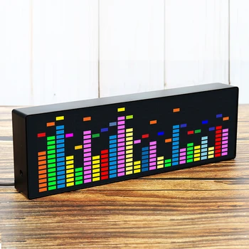 Цветной светодиодный настольный датчик окружающего света, анализатор музыкального спектра, электронные часы, управление звуком, подсветка ритма 624RGB 10