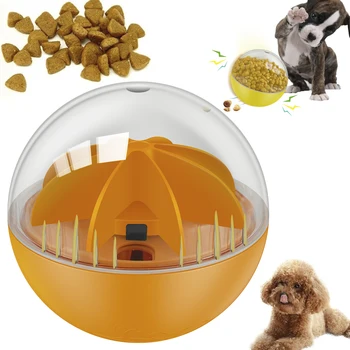 Шарик для раздачи лакомства для собак со звуком хихиканья Забавный интерактивный шарик для лакомства от скуки Регулируемая Интерактивная игрушка для собак Компактная собака 4