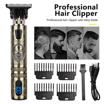 Электрическая машинка для стрижки волос, Винтажные Беспроводные машинки для стрижки волос, Цифровая бритва для бороды, ЖК-дисплей, USB-зарядка для стрижки волос для мужчин 6